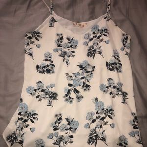 White and blue floral Hippie Rose tank